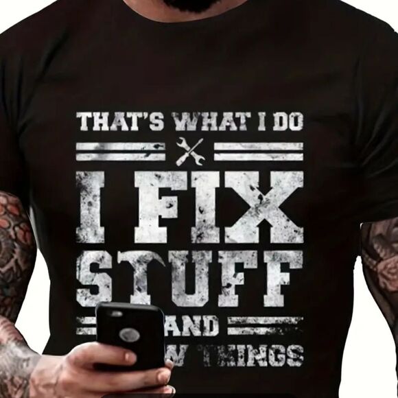 Men's Athletic T-Shirt I Fix Stuff and I Know Things Large - Picture 1 of 3